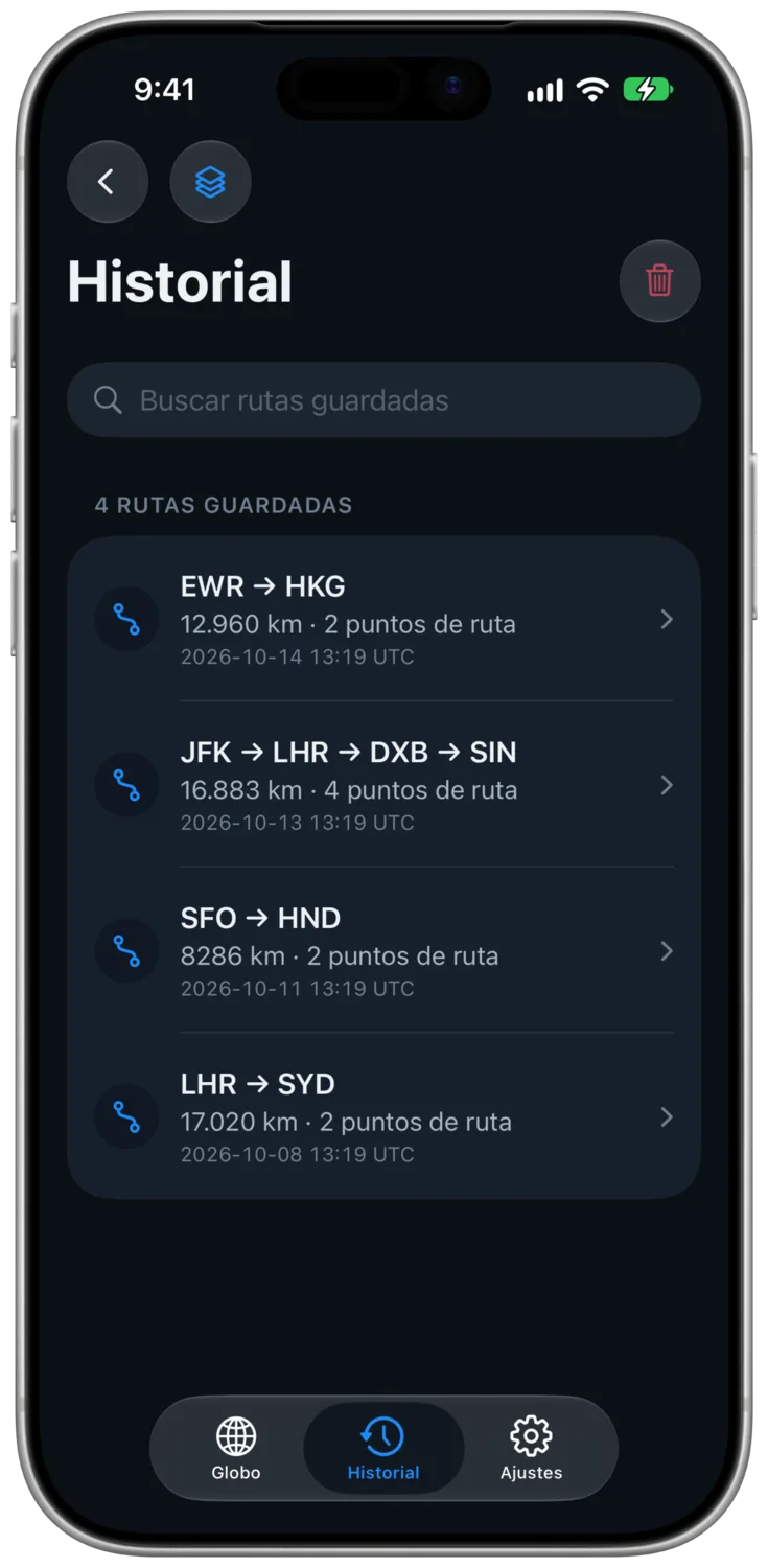 El historial automático de rutas