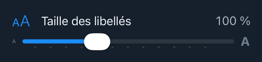 Le curseur Taille des libellés