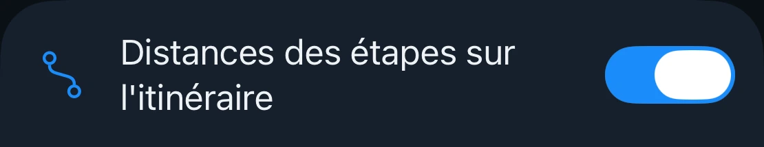 Le réglage Distances des étapes
