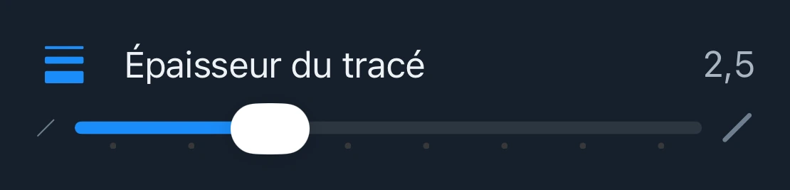 Le curseur Épaisseur du tracé