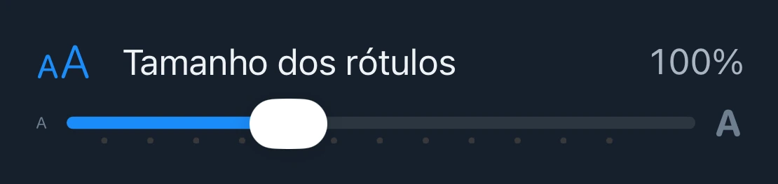 O controle Tamanho dos rótulos