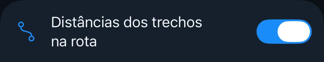 A configuração Distâncias dos trechos