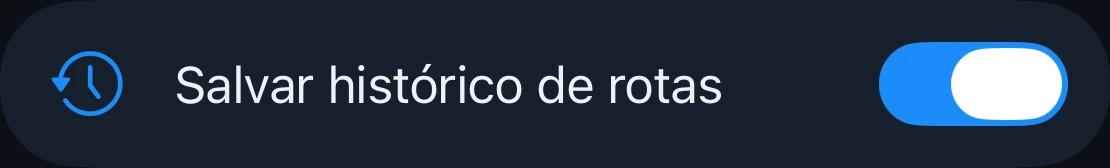 A configuração Salvar histórico de rotas